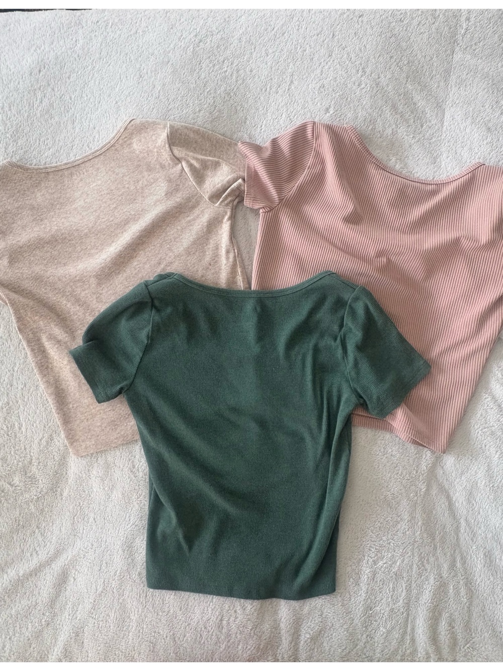 Hollister Square Neck Ribbed Cropped Top Bundle, Medium - Picture 2 of 6